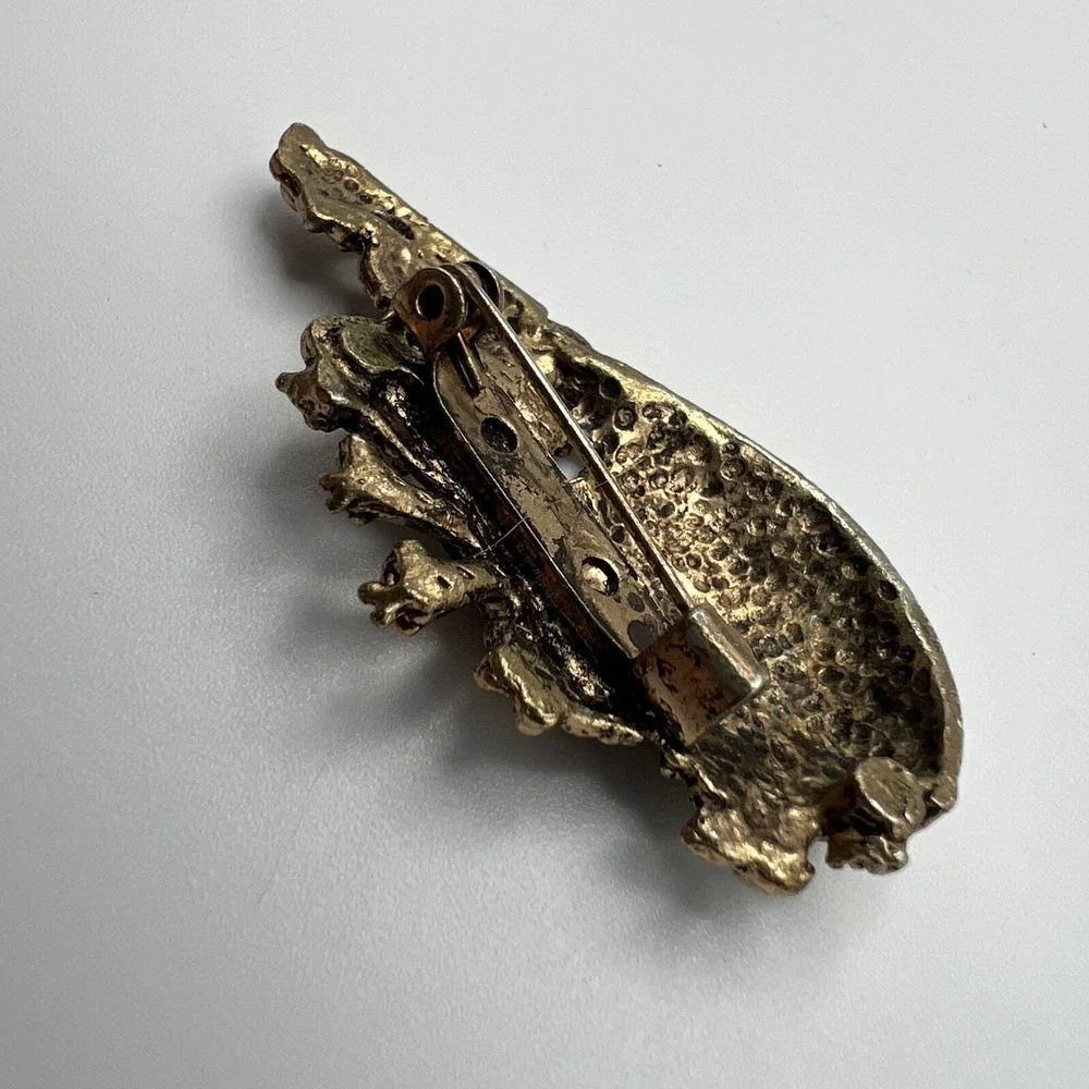 Vintage Noahs Ark‎ Animal Brooch Gold Tone Pin